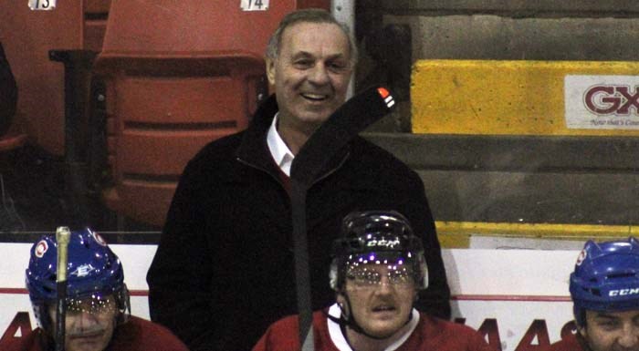 Habs legend and Hockey Hall of Famer Guy Lafleur acted as the head coach for the Montreal Canadiens Alumni team.