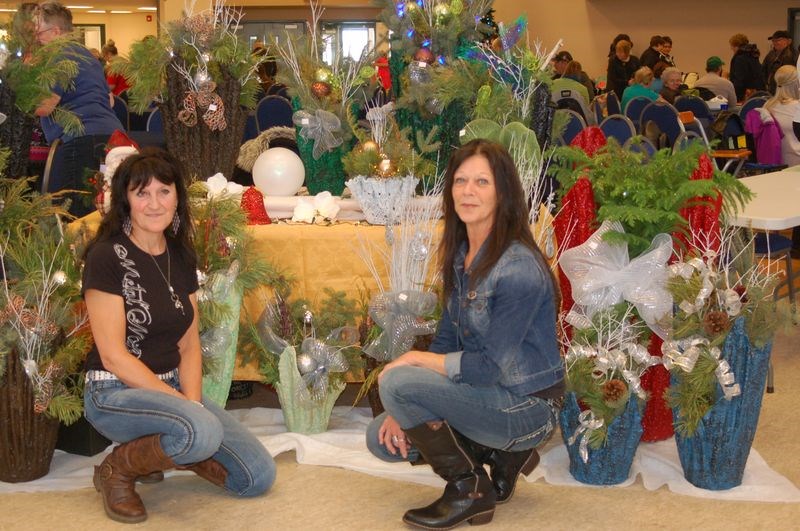 Cement vases are a new trendy art form employed by Joanne Bandura and Marilyn Chorneyko, both of Pelly. The cement vases were on display at the Sturgis craft sale.