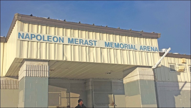 The arena in Pelican Narrows is named in honour of Napoleon Merasty. The “y” in his name is currently missing from the sign outside the building.