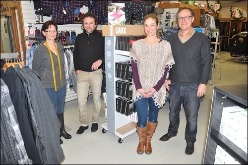 Heather Pylypow, Derek Schmidt, Shannon Thompson and Ben Christensen are among those celebrating 60 years in business at Bill and Don’s Men’s Wear and Shoes on 101st Street in North Battleford. Photos by John Cairns