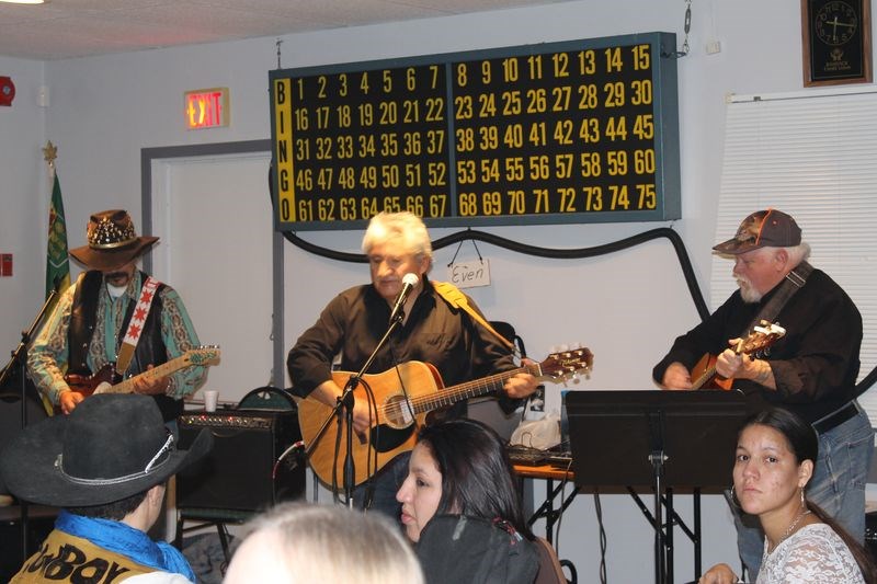 Among the performers at the Pelly Coffee House jam session on November 15 at the Pelly Happy Hearts Centre from left, were: Alvin Jerome, James Chartrand and Brian Clough.