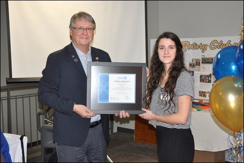 The Interact Club’s president Alicia Pillar received the club’s charter from Rotary club president Bryan Nylander and also received the club’s banner from Keri Payne. Pillar also had the honour of cutting the cake.
