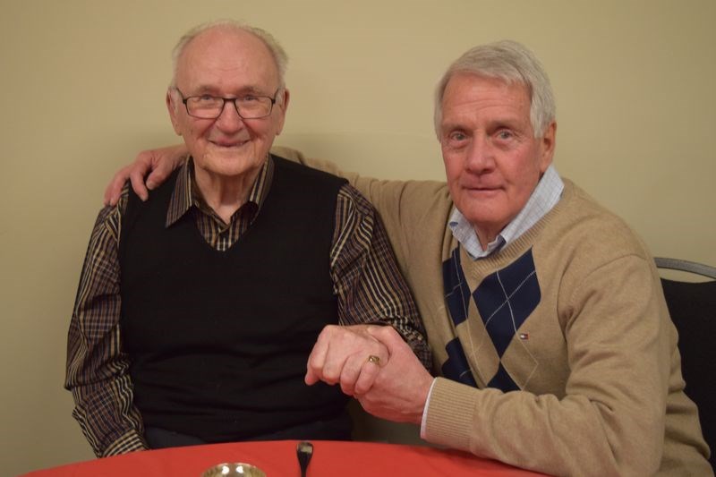 Kamsack Mayor Rod Gardner, right, presented the 2015 Garden of Saskatchewan Citizenship Ring to Casimir Broda during a family reception at Assiniboine Valley Estates in Kamsack on Saturday.