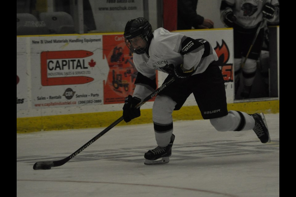 Estevan Panthers forward Michaella Matthies skates down the wing.