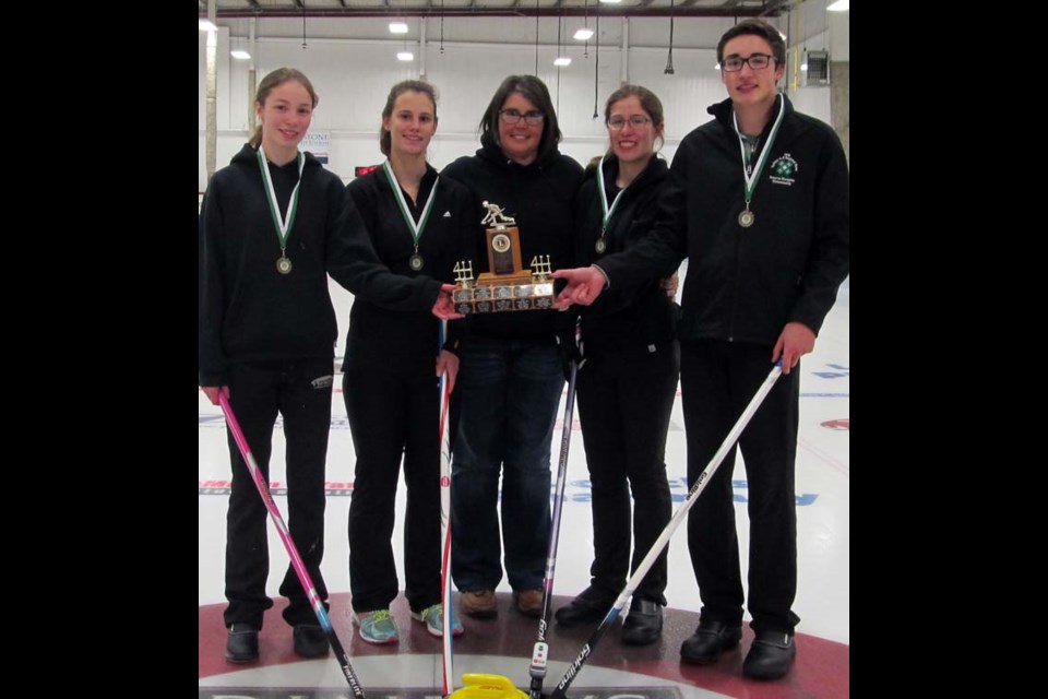 Senior ‘A’ side winners - Springside 4H Beef Club:, left to right Emma Just (second), Grace Medvid (lead) LeeAnn Weinbende (coach), Jillian Just (third), Dale Weinbender (skip).