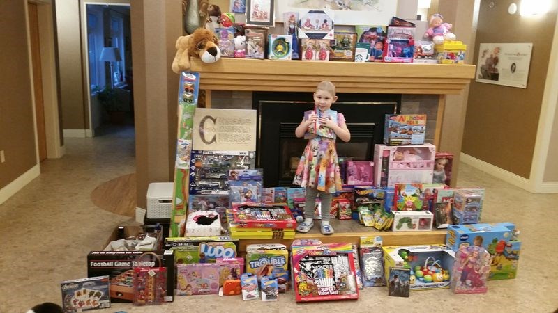 When Sophia Hvidston, a four-year-old leukemia patient, received a pay-it-forward card from the Kraynick family, she wanted to pay it forward to the Ronald MacDonald House in Saskatoon. The response was overwhelming and it was soon necessary to use a truck to haul everything donated to the MacDonald House.