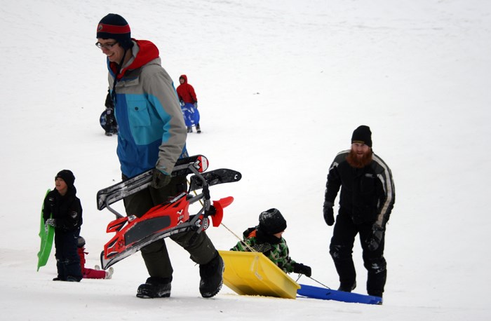 Uphill trek Unseasonably mild temperatures in recent days have provided an ideal opportunity to enjoy some outdoor fun including sledding at Rodney Ridge. There were a number of families on the hill Sunday, enjoying the thrill of rides down, and then facing a less enjoyable trek back to the top.