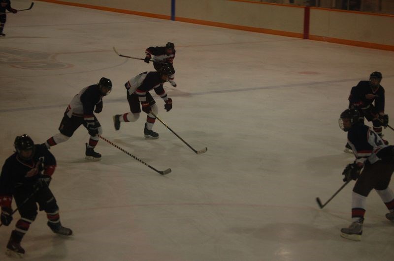 The Preeceville Midget Pats had an easy time defending their home turf on January 15 as they claimed an easy win over Churchbridge. From left, were: Kole Statchuk, Tyler Shankowsy, Dawson Paul and Steve Kardynal.