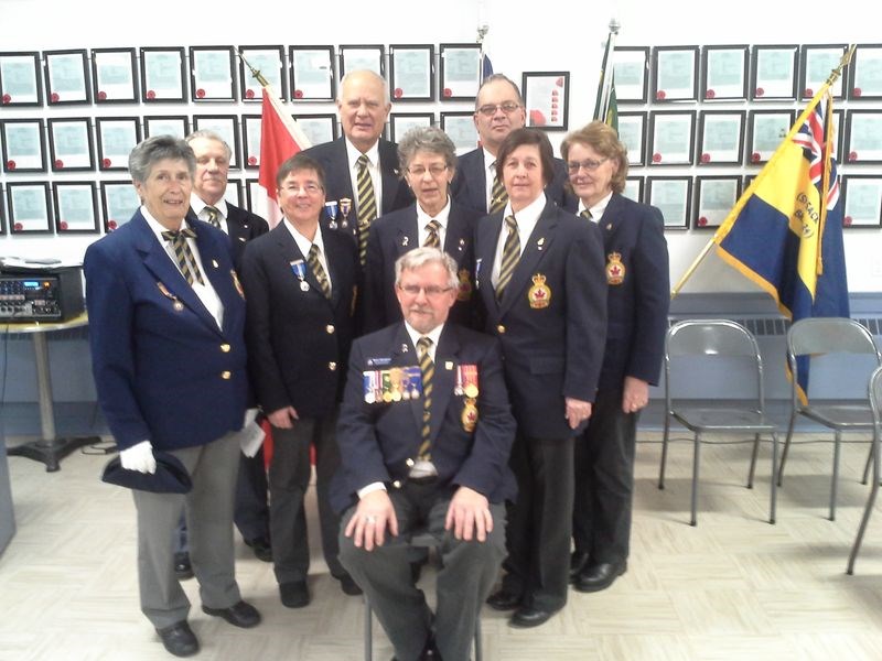 Elected to the executive committee of the Kamsack branch of the Royal Canadian Legion for 2016, from left, are: (back row) Robert Boudreau, third vice-president; John Adamyk, treasurer, and Barry Golay, service officer; (middle) Audrey Girling, executive member at large; Sharon Rudy, second vice-president; Vera Kuzma, trustee; Cindi Evans, executive member at large, and Judy Green, secretary, and (front) Jim Woodward, president. Not available for the photo were Diana Belovanoff, Francis MacIssac, Stephen Ruten and Jamie Snyder.