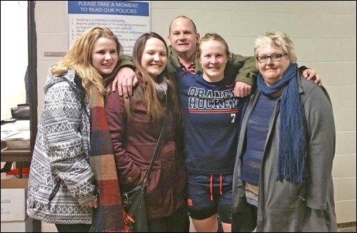 The Sibley family, left to right, sisters Becky Sibley, Megan Sibley, player Jessica Sibley and mom Tanis Sibley with dad Kevin Sibley in the back. Photos submitted
