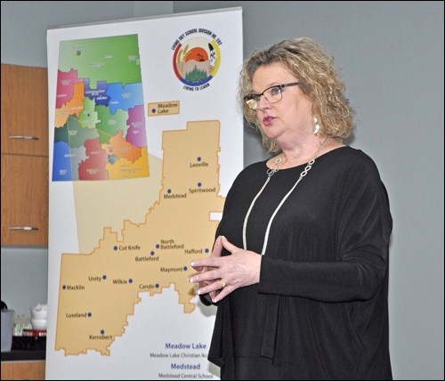 Living Sky School Division recognized 10 years of existence since the amalgamations of 2006 that created the division. Speaking at the brief event were board vice-chair Ronna Pethick and Biggar MLA Randy Weekes. Photos by John Cairns