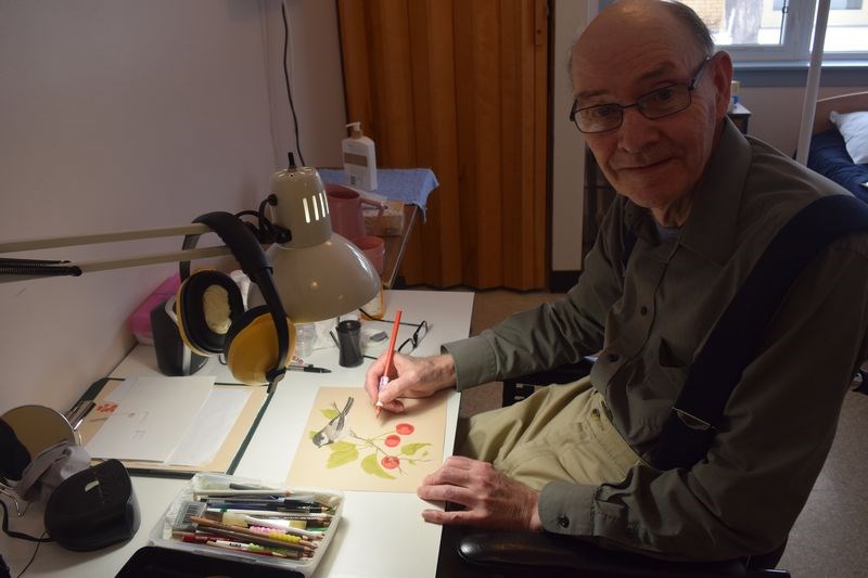 A resident of the Kamsack Nursing Home, Lyle Ferguson spends much of his free time at his desk where he works with coloured pencils creating images of wildlife.