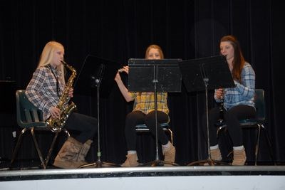 Rhianna Olson, Shanae Olson and Peyton Secondiak of Sturgis played Little March and won the Town of Canora $50 scholarship for band.