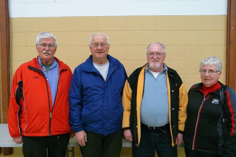 Placing first at the Norquay Seniors Bonspiel was the Peter Wiwchar rink of Canora. Members of the team, from left, were Bill Foreman, Peter Wiwchar, Dwight MacDonald and Natalie Trebick.