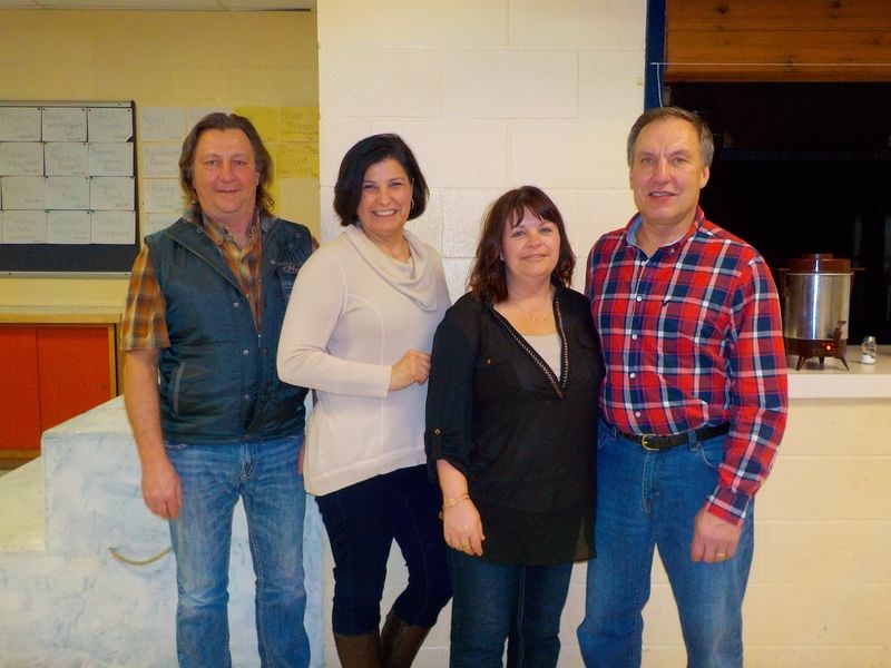 Topping the first event of the Togo bonspiel held February 14 to 18 was the Ralph Hilderman rink of Togo. On the rink, from left, were: Ralph Hilderman, Rosalie Hilderman, Sherry Guenther and Ed Guenther.