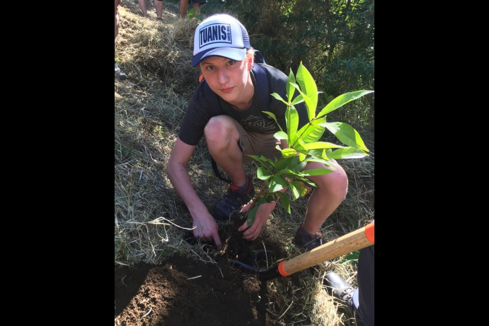 Tree planting on the EF Educational Tours reserve at Monteverde February 16.