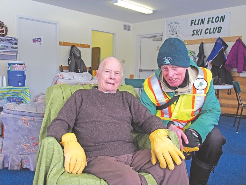 Ivor Hedman, the namesake for the Val and Ivor Hedman Centaloppet, with organizer Dave Price on Sunday.