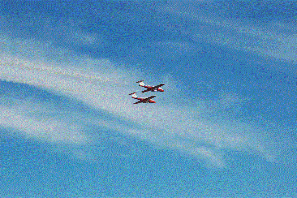 Snowbirds buzzing the Estevan Regional Airport just prior to landing.