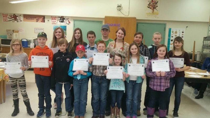 From left, members of the Good Spirit 4-H Club who participated in the public speaking competition in Canora on March 6 were: Macy Burkell, Cort Simpson, Katie Burkell, Landon Burkell, Taralee Bazarski, Wyatt Wolkowski, Cody Bazarski, Porter Wolkowski, Eric MacDonald, Shaelyn Bazarski, Paisley Wolkowski, Jessee Kopelchuk, Caitlin Filipowich, Kiah Simpson, Amber MacDonald and Megan Scherban. Unavailable for the photograph were: Codee Kopelchuk, Callie and Logan Sznerch, and Grady Wolkowski.