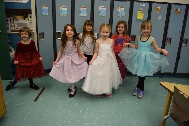 Students in Kindergarten and Grade 1 dressed up for the Valentine’s Formal Day on February 11. From left were: Addison Enge, Jasmin Kowalyshyn, Cassidy Bosovich, Elena Bell, Taelynn Maier, Elissa Karcha.