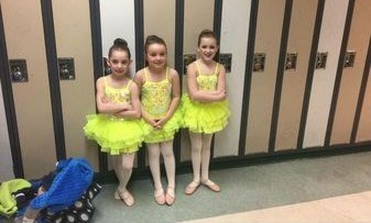 The trio ballet dancers who received a gold medal in the ballet one group, from left, were: Maggie Bartel, Jenna Anaka and Saphira Anaka.