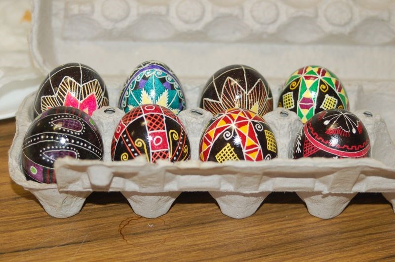 Ukrainian Easter eggs were brightly coloured and for sale at the Preeceville Ukrainian Catholic Easter bake sale and lunch on March 16.