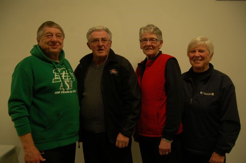 The Bob Roll rink of Canora won the Club 55 bonspiel held at Kamsack March 21 to 23. On the team, from left, were: Ron Hoehn, skip; Bob Roll, third; Eleanor Murray, second, and Maxine Stinka, lead.
