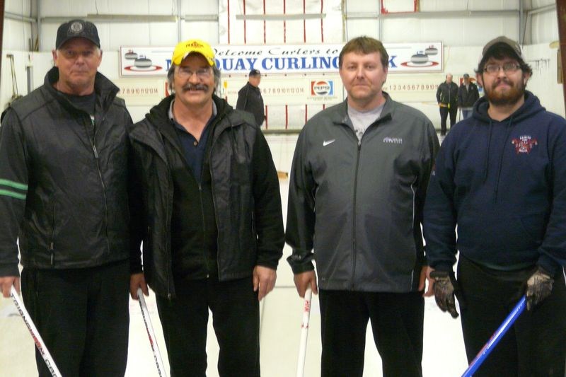 Winner of the A event at the Norquay Men's Bonspiel held March 17 to 20, was the Rick Kinaschuk rink of Arran. On the rink, from left, were: Rick Kinaschuk, skip; Byron Zbirun, third; Jeff Osatchuk, second; and Alexander Riehl, lead.