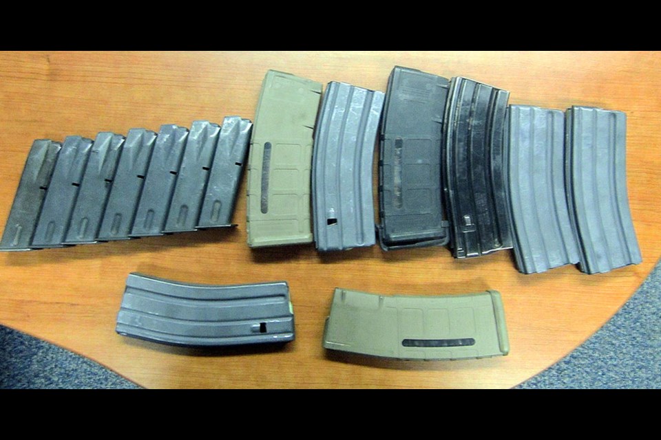 ► A sample of the over capacity ammunition magazines seized at the Canadian border crossing in North Portal by CBSA officers.