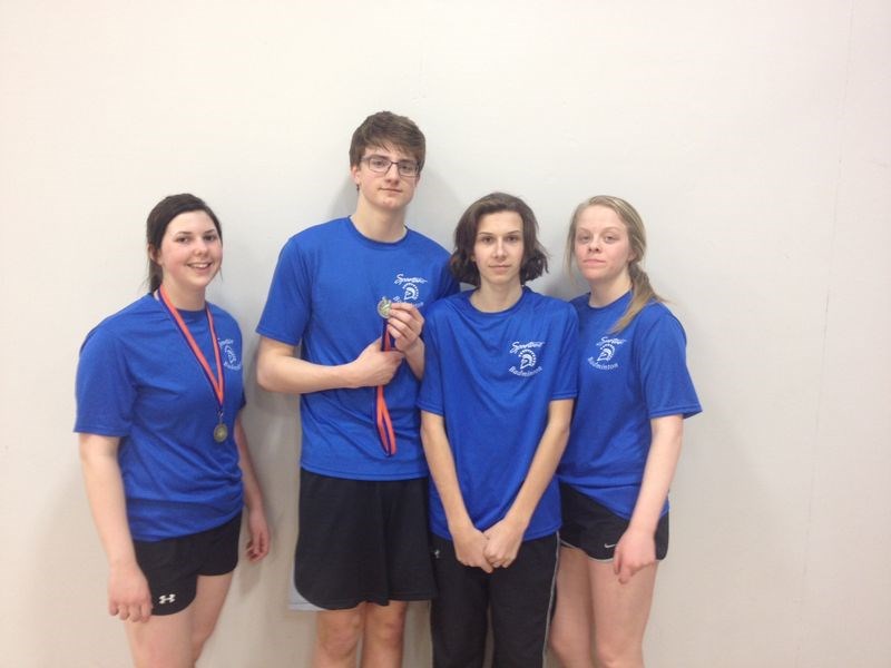 Members of the KCI senior badminton team, from left, includes: Kaylie Bowes, Kyle Morgan, Zac McGriskin and Regan Nichol.