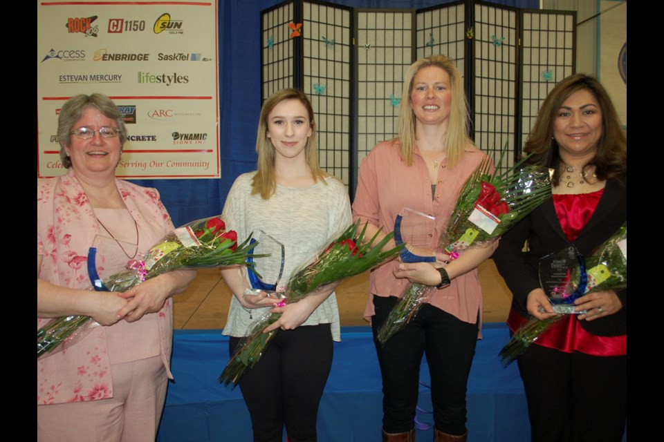 The 2016 winners of the Quota Club and Estevan Oil Wives Women of Today Awards were, from the left: Wendy Godfrey, Cassidy Clow, Amanda Minchin and Daphne Lavina.
