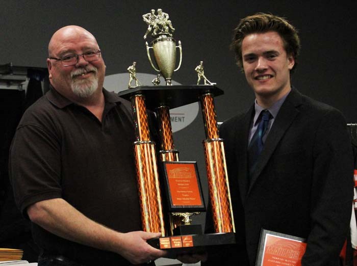 Rookie goaltender Jordan Schmuland was named the 2015/16 RawTec Mauler MVP. Schmuland finished the season with a record of 19-8-5, a GAA of 2.51 and a save percentage of .912%. (Presented by: Rick Henley)