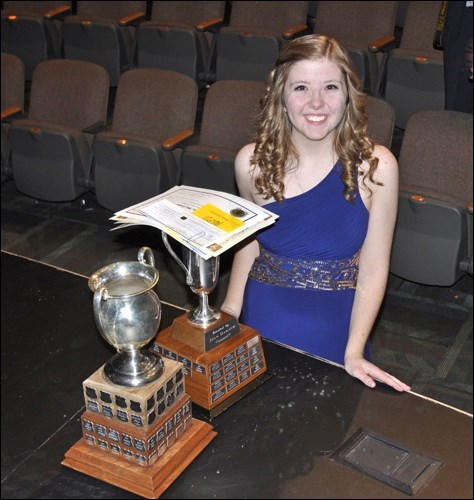 The Battlefords Kiwanis Music Festival Gala Awards Concert was held at the Dekker Centre for the Performing Arts Wednesday evening with scholarships and hardware handed out to talented and promising musicians of the Battlefords. Grade 12 student Khrystia MacKinnon was among local musicians recommended to the provincial festival level by adjudicators in the categories of Intermediate Bach, Intermediate Chopin, Intermediate Recital and Intermediate 20th, 21st Century/Canadian Piano Solo. Photos by Jayne Foster