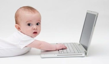 Baby at computer