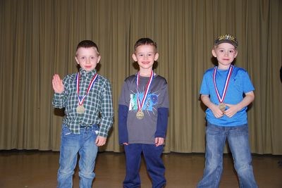 From left, IP players receiving awards were: Jack Currah, most-dedicated; Carson Heshka, most-sportsmanlike; and Walker Wolkowski, most-improved.