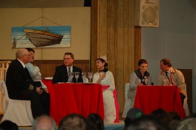 Diners on the Olympic ocean liner, from left, were: Ron Waugh, Trina Wardle, Miles Russell, Britney Vewchar, Taylor Belesky and Daniel Metherell.