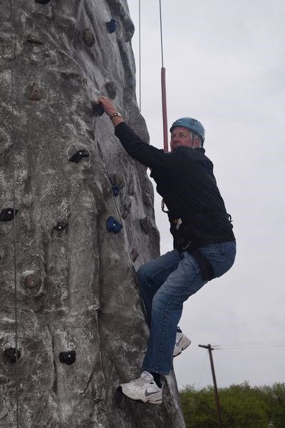 Kamsack Mayor Rod Gardner was among district residents who climbed the 32-foot wall that was erected in the community on May 10.