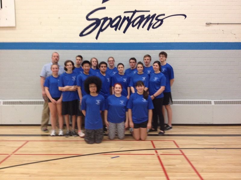 Members of the 2016 KCI senior badminton team, from left, are: (back row) Ryan Lambert (coach), Jayden Raabel, Regan Nichol, Allison Thomsen, Jayden Chutskoff, Henry Thomas and Kyle Morgan; (middle) Breanna Bland, Zachary McGriskin, Michael Chan, Jaraden Bryksa, Cassidy Aker, Lexie Tomochko and Kaylie Bowes, and (front) Seth Morenos, Paige Sterzer and Shani Bear.