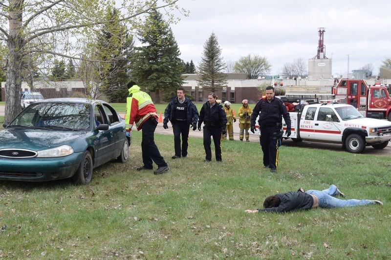 Shortly after 9 a.m. on May 12, a mock accident was staged in Kamsack as the first part of a PARTY (Prevent Alcohol and Risk-Related Trauma in Youth) demonstration. As in an actual accident, each group of first responders attended the scene and did the work that would normally be done.