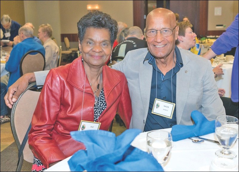 Pat and Nazir Ahmad, former Flin Flon mayor, at the Flin Flon luncheon.