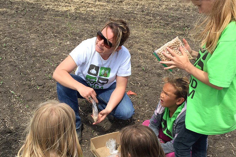 Rachel Kraynick was teaching the students how crops are grown in Saskatchewan on Friday when the Grade 3 class at the Canora Junior Elementary School visited the Pizza Farm put on by the Ministry of Agriculture and AG in the Classroom.