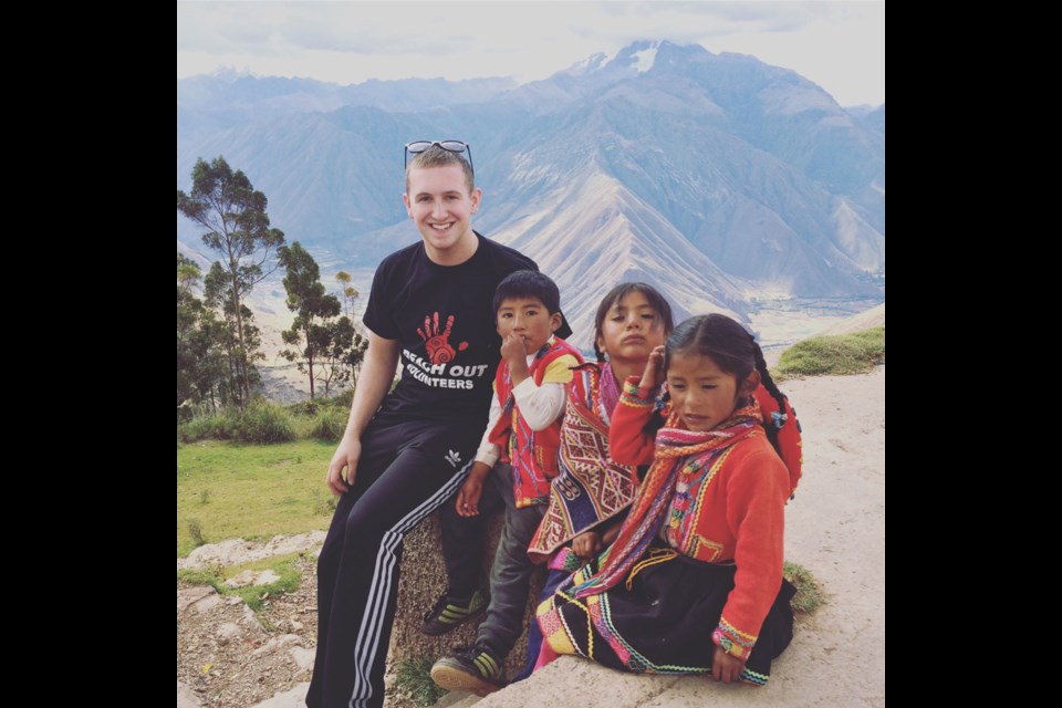 Estevan's Jordan Howie with some of the people he met during his recent humanitarian trip. Photo submitted.