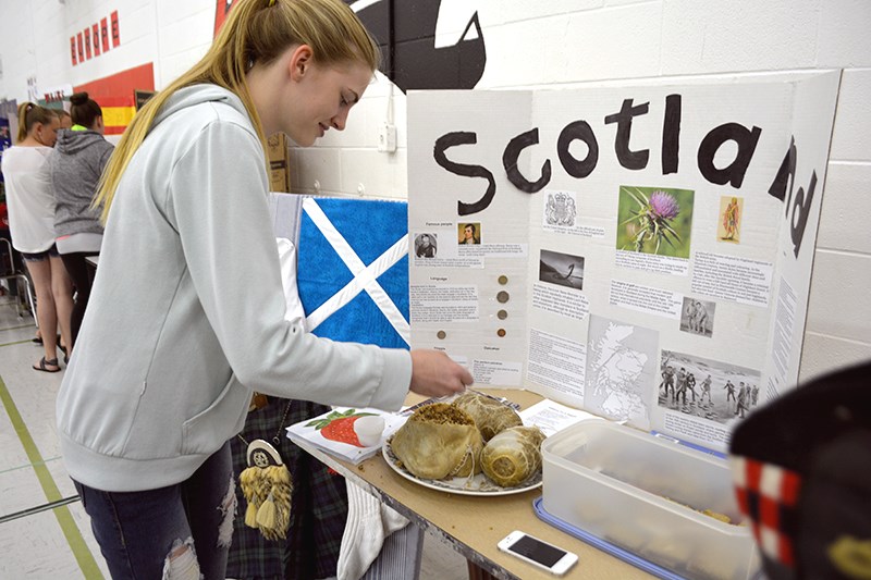 Carley Ostafie, a Grade 9 student, was brave enough to sample the haggis at the International Bazaar. "It was different,” he said. “I'm glad I tried it.”