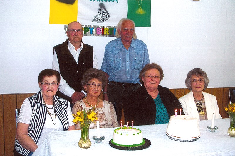 During the Keen Age Centre’s social and barbeque on June 12, guests celebrated birthdays for the months of May and June. From left; are: (back row) Harvey Messengek and Delmar Mattison, and (front) Gladys Biletsky, Anne Slugotsky, Rose Renienda and Dianna Manahan.