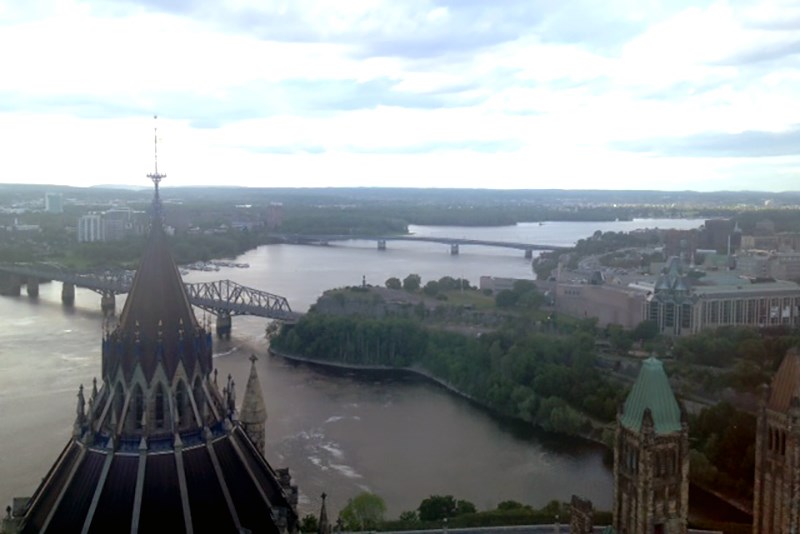 The Peace Tower, or Tower of Victory and Peace, provided an excellent view of the surroundings of Parliament for Canora Composite School students on their Ottawa trip.