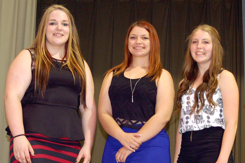 Students from the Sturgis Composite High School who received acknowledgement for winning the Norquay Legion bursary awards from left, were:  Nicole Tureski, Tessa Rehaluk and Rhianna Olson.