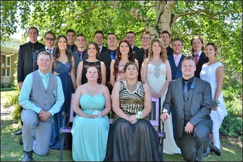 H. Hardcastle School class of 2016: front row -  Travis Burgess, Melissa Monteith, Brianne Macnab, Zachary Gordon; second row - Tayla Poole, Payton Morin, Jensen White, Elexis Bourrier; third row - Jordan McCaffrey, Tyson Long, Bailey Morin, Cordell Beynon, Kade Mosimann, Taya Cole; fourth row - Mason Detillieux, Mason Blais, Jayden Manastyrski, Jonathan Seipp, Brandon Nash and Treyden Brennan. Photo by Brenda Pollard