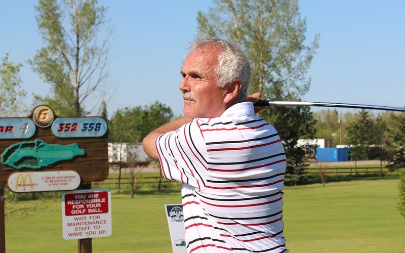 Bryan Cottenie of Kamsack took his tee shot on hole No. 6 for the Good Spirit School Division team.