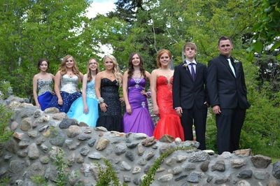 The graduates who took part in the Invermay School graduation ceremonies were photographed at the Grotto of Our Lady of Lourdes in Rama. From left, were: Hailey Enge, Mikayla Markowski, Shaelyn Serron, Charnel Kopec, Brittany Kowalyshyn, Samantha Wallin, Jeffrey Jensen, and Dustin Rioch.