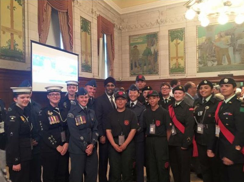 With the group of cadets and Junior Canadian Rangers in Ottawa, Andrusiak is in the front row, third from left.
